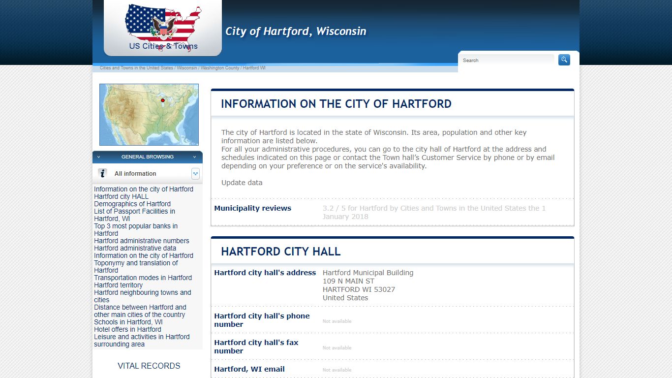 Hartford WI - information about the city and its administration